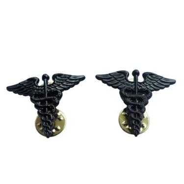 Imagem de Reprodução PRETO PAR NOS EXÉRCITO DE SERVIÇO MÉDICO CORPS OFICIAL COLAR BADGE PINO INSIGNIA, padrão, metal, sem pedra preciosa, standard, Metal, Sem Pedra Preciosa