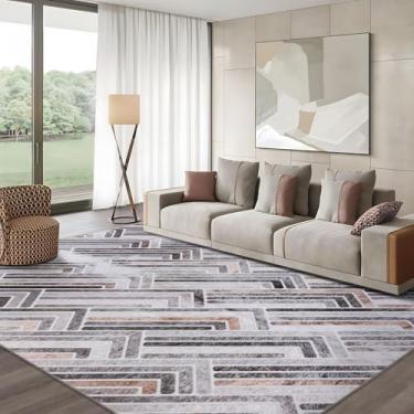 Imagem de DECOMALL Coronado Tapetes de área laváveis, moderno geométrico falso patchwork tapete antiderrapante para foyer lavanderia quarto, 3' 6" x 5' 6", multi