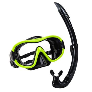 Imagem de menolana Conjunto de snorkel, equipamentos de óculos de natação, homens homens nando óculos de óculos, máscara de mergulho de ampla para natação, Amarelo