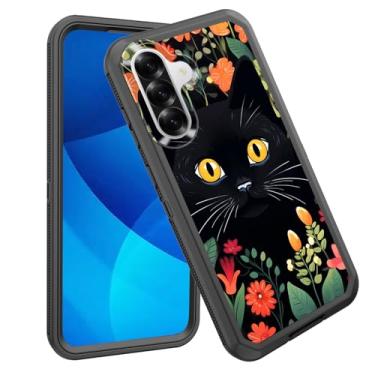 Imagem de GFEWYTJYJ Capa para Galaxy A56 5G, à prova de choque, 3 camadas, proteção total, resistente, de alto impacto, capa rígida para Samsung Galaxy A56 5G 6,7 polegadas 2025, gatos pretos fofos