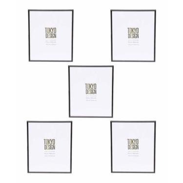 Imagem de Kit 5 Porta Retrato em Metal Vidro Foto 20x25 Moldura Preto - Tokyo De