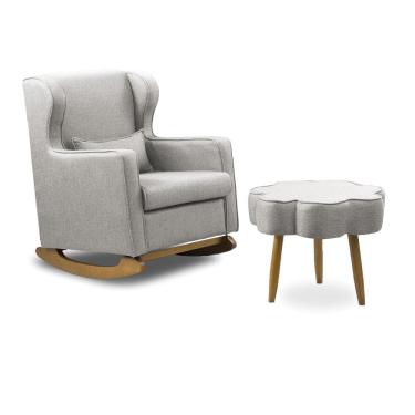 Imagem de Poltrona de Amamentação Base Balanço e Puff Flower Linho E03 - D`Rossi