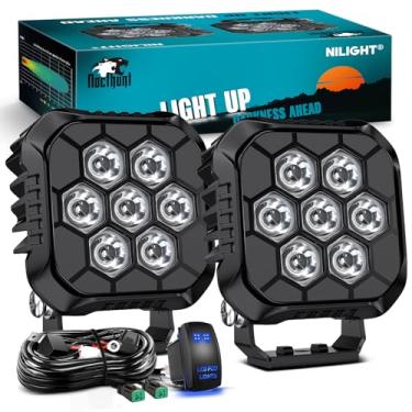 Imagem de Nilight Luzes Led Pod 2 Peças 3,8" 35 W 7 Square Hyper Spot Beam De Direção Off-Road Com Interruptor Basculante 16 Awg Kit Chicote Elétrico Para Caminhão, Moto, Barco, Quadriciclo, Utv