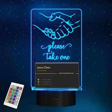 Imagem de YuanDian Porta-Cartões De Visita, Suporte Organizador Iluminado, Display 16 Cores Led Acrílico Para Escritório