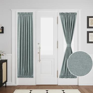 Imagem de Turquoize Cortina Francesa Para Janela Com Amarração, Cortinas De Linho Grosso Privacidade No Quarto, Sala Estar Isolamento Térmico, Bolso Haste Dupla, 1 Painel, 25L X 72L, Cinza-Água