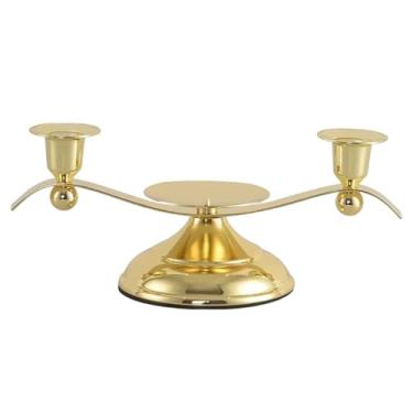 Imagem de XLWLLNJ Castiçal de metal para mesa, candelabro, suporte para velas, decoração para festa de casamento em hotel, Ouro