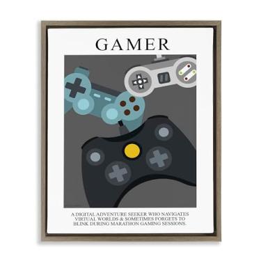 Imagem de Stupell Industries Pôster vintage Gamer Brown Framed Floater Canvas Wall Art Design por Susan Ball, 25 x 31