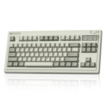 Imagem de FL ESPORTS Teclado Retrô 75%, Teclado Sem Fio Para Jogos Bt5.0/2.4G/Tipo C 4000Mah, Teclado Mecânico Cremoso, Interruptores Lubrificados Lineares, Teclado Personalizado Rgb Hot Swap, Teclas Pbt Par