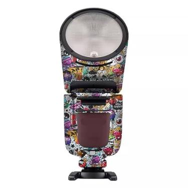 Imagem de Adesivo flash para câmera antiarranhões para Godox V1 Pro Flash estroboscópico protetor de vinil protetor corporal decalque V1 Pro (grafite branco)