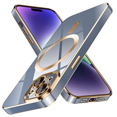 Imagem de YSLBWLE Capa para iPhone 13 Mini, [Compatível com Magnético], [Proteção contra quedas de grau militar de 3,5 m] [Antiamarelamento] Capa protetora de luxo de TPU macio fino para 13 mini azul claro