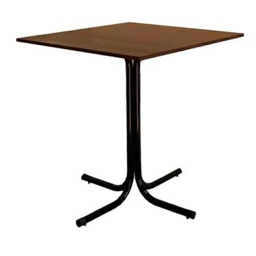 Imagem de Mesa de Jantar Quadrada 70cm Preta Tampo Madeira Imbuia