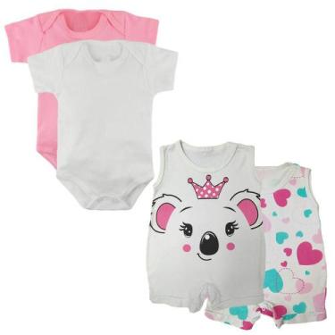 Imagem de Kit Verão Roupa de Bebê 4 Peças Body Curto e Macacão Regata - Koala Ba