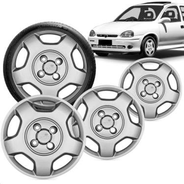 Imagem de Kit 4 Calotas Corsa 2002 Aro 13 Prata Cubo Baixo Grid