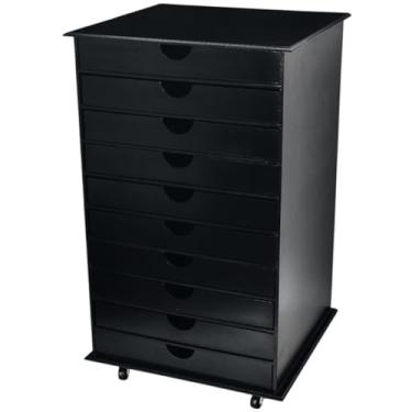 Imagem de Gaveteiro Organizador Comoda Escritório Com Rodinha Multiuso 10 gavetas Multiuso Black Piano