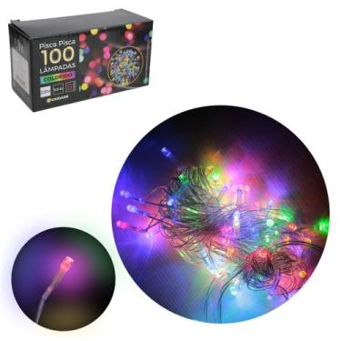 Imagem de Pisca pisca colorido para árvore de natal 220V com 100 lâmpadas LED de