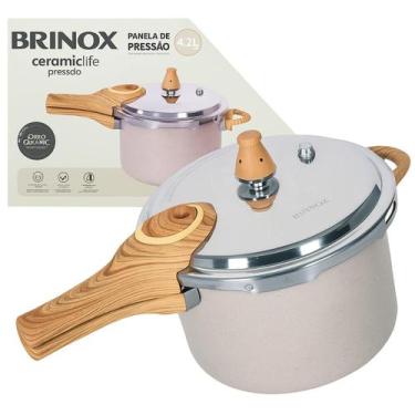 Imagem de Panela De Pressão Indução Gás Brinox Cerâmica Antiaderente 4,2 Litros,