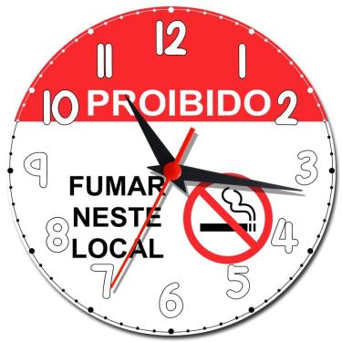 Imagem de Relógio de Parede Proibido Fumar Neste Local - Placa de Sinalização