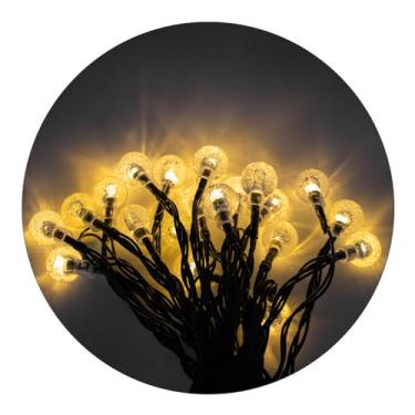 Imagem de Cordão Solar LED Bolinha 5M 20 Luzes Branco Quente Pisca Pisca Decorativo Natal Jardim Varanda Festa Externo