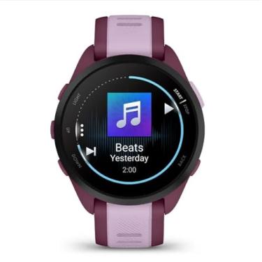 Imagem de Relógio Forerunner 165 Music, 4gb playlists e Wi-Fi, Bateria 14 dias, tela AMOLED, Gps, Treinos Personalizados, resistente à água, original Nota Fiscal e garantia - Cereja Lilás