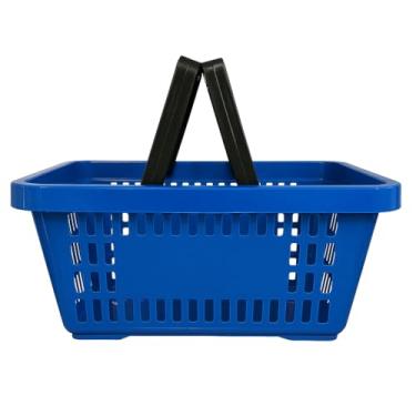 Imagem de Kit 6 Cesta Cestinha Plastica Reforçada Supermercado Mercado 15 Litros (Azul)