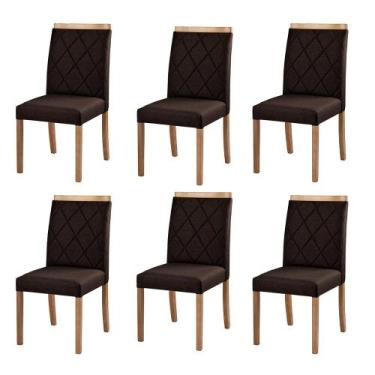 Imagem de Kit 6 Cadeiras Decorativas Sala de Jantar Luxo Anita Facto Marrom - Mo