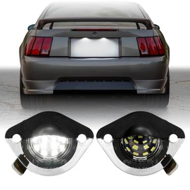 Imagem de USR UNIQUE STYLE RACING - Par de luzes de placa de licença LED (esquerda + direita) - compatível com Ford Mustang Pony Stang 1999-2004, todos os modelos como base, GT, conversível, Cobra (atualização