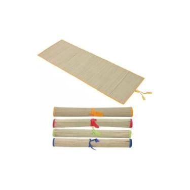 Imagem de Esteira de Praia de Palha, 170x60cm, Dobrável, Material Palha e Plástico, para Praia e Piscina