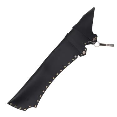 Imagem de Asixxsix Aljava para flechas de e flecha, suporte de cintura em couro PU, aljava de costas ajustável com grande capacidade, feita à mão em couro para campo e treino. (Preto)