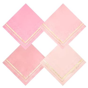 Imagem de 100 guardanapos rosa - 4 designs variados l guardanapos de coquetel de 3 camadas dobrados 13 x 12 cm l guardanapos de bar guardanapos de festa descartáveis guardanapos de papel jantar para casamento