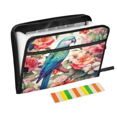 Imagem de Wassud Beautiful Bird Organizador de arquivos sanfonado com 13 bolsos, pastas expansíveis com abas e adesivos, organizador de pastas de documentos de recibo de papel tamanho carta A4 para viagens de