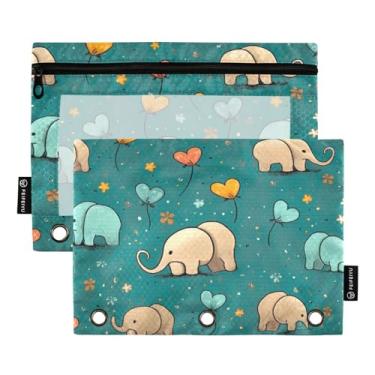 Imagem de Wassud Pacote com 2 pastas de fichário estilo vintage para elefantes com 3 furos, pasta organizadora de arquivos para casa, escritório