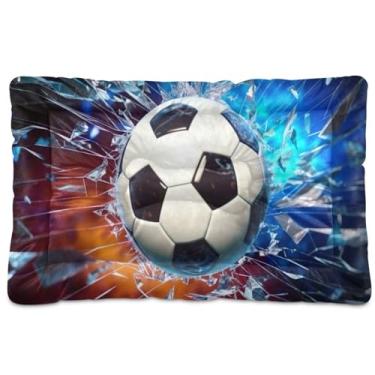 Imagem de Wassud Cama de cachorro pequena lavável de futebol quebrado, tapetes para cães pequenos, almofada portátil macia para animais de estimação, cama antiderrapante para cães e gatos, almofada confortável