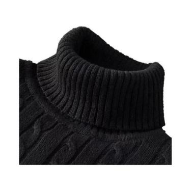 Imagem de Suéter Masculino De Tricô Gola Alta Manga Longa Slim Fit Casual Leve C