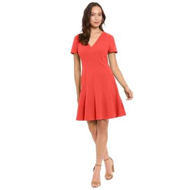 Imagem de London Times Vestido feminino elegante com decote em V e manga curta para convidados de casamento e encontros noturnos, Pimenta Caiena, 44