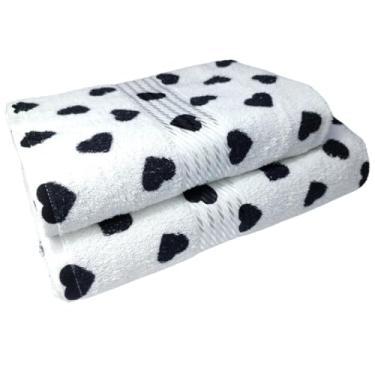 Imagem de Jogo Toalha de Banho e Rosto Felpuda 2 Peças - Algodão com Detalhes em Viscose e Alta Absorção (Formosa Preta)