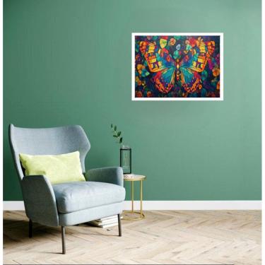 Imagem de Quadro Decorativo Borboleta Montada Floral - 50X70Cm