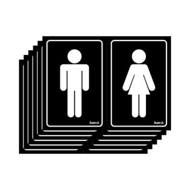 Imagem de Combo 6 Placas De Sinalização Banheiro Masculino / Feminino 20x15 Ecom