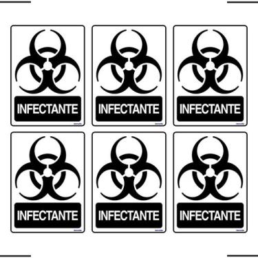 Imagem de Combo 6 Adesivos De Sinalização Lixo Infectante 15x20 Ekomunike - S-24