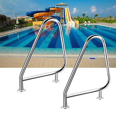 Imagem de KIDYBO Corrimãos de entrada para piscina, corrimão de segurança para piscina com 3 dobras de montagem fácil, corrimãos de spa à prova de ferrugem, 90 cm x 56 cm x 31 cm
