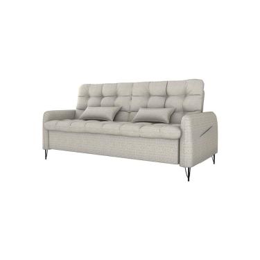 Imagem de Sofá Cama Reclinável Com Almofadas 3 Lugares 200cm Pillar Matrix Linho Mileniun Palha