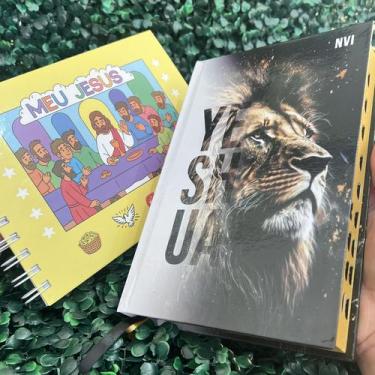 Imagem de Kit Bíblia Yeshua Dourada NVI Livro de Colorir Meu Jesus 50 Páginas He