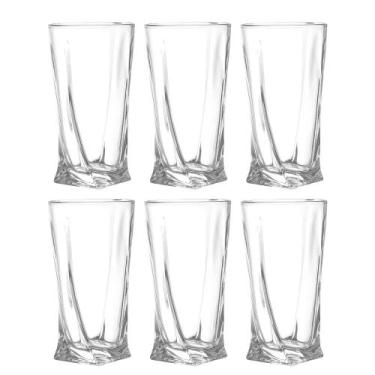 Imagem de Kit 6 Copos de Vidro Transparentes Twist 270ml P/ Sucos e Drinks - CAS