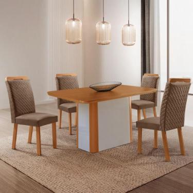 Imagem de Mesa de Jantar Isadora 120cm Tampo MDF Laminado Canto copo com 6 Cadei