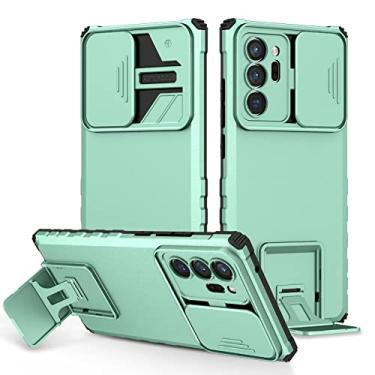 Imagem de Caso de volta Caixa de kickstand de silicone Compatível para o Samsung Galaxy Note 20 Uitra, [3 Ways Stand] Capa protetora (Color : Light green)