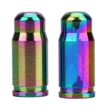 Imagem de 2 p?s/lote tampa de pneu de bicicleta,tc4 liga de titanio mtb mountain bike tampa de v¨¢lvula de bocal acess¨®rios decorativos de bicicleta para bocal de g¨¢s de tubo interno(colorful), Tampas de p