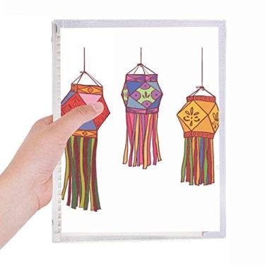 Imagem de Caderno de ilustração colorida da lanterna chinesa com folhas soltas e diário recarregável, papelaria