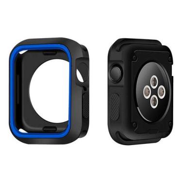 Imagem de Capa Case Bumper Modelo Furos Compatível com Apple Watch Preto Azul 40mm