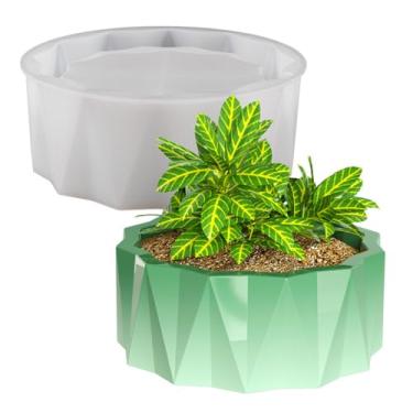 Imagem de Molde de silicone para vaso de flores de origami, vaso de suculenta, listrado, molde de concreto, gesso, resina epóxi, argila de cimento, molde de caixa de armazenamento