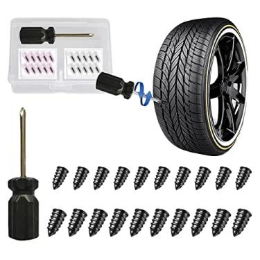 Imagem de GradCap Kit de reparo de pneus, ferramenta de pregos de borracha de pneu, parafusos de reparo de perfuração de roda de carro self-service com conjunto de chave de fenda para automóveis, motocicletas, bicicletas, caminhões, tratores, jipe, quadriciclo (10S e 10L)