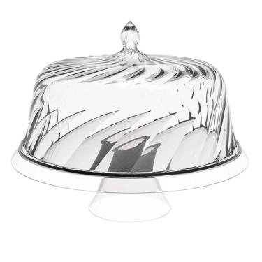 Imagem de Boleira Porta Bolo com Cúpula e Pé 25cm Transparente Glassy